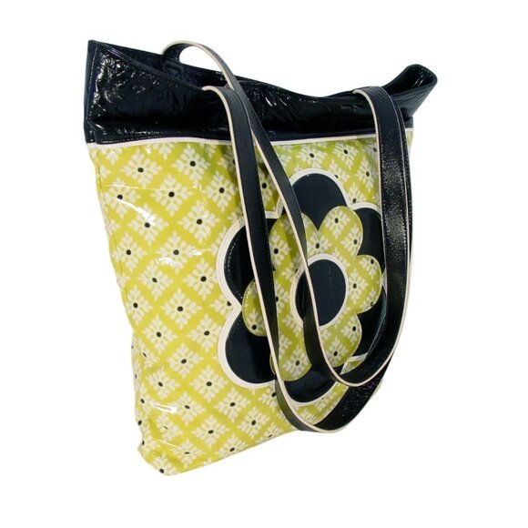 VERA BRADLEY Green/Black Daisy Floral Vinyl Shopper Tote Bag - MINT - Picture 2 of 9